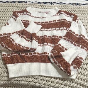Cozy Striped Sweater - White and Brown